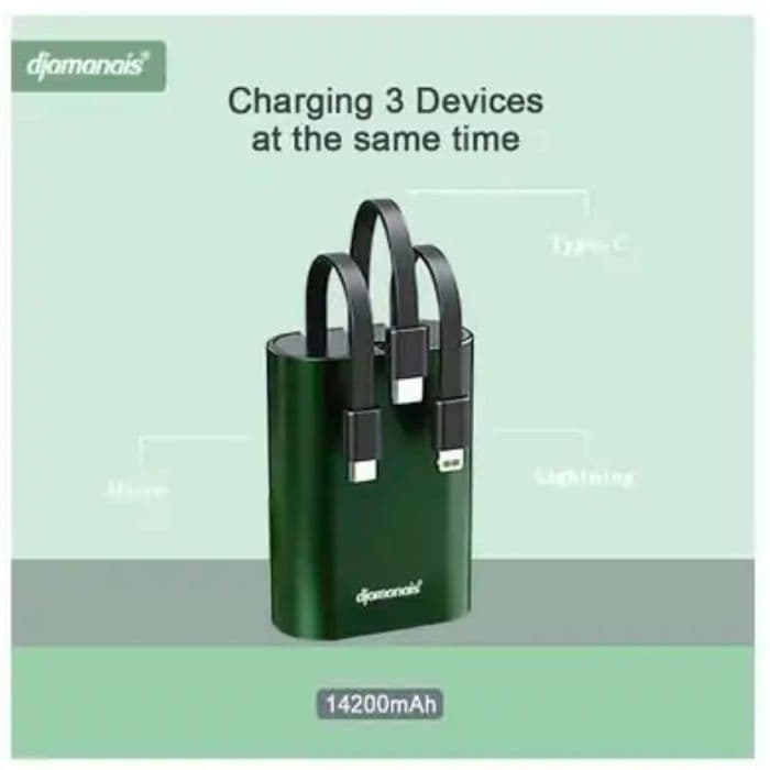 Powerbank 3 en 1 pour iPhone, type-c et Androïd 14200 mAh FPD05 Djamanais