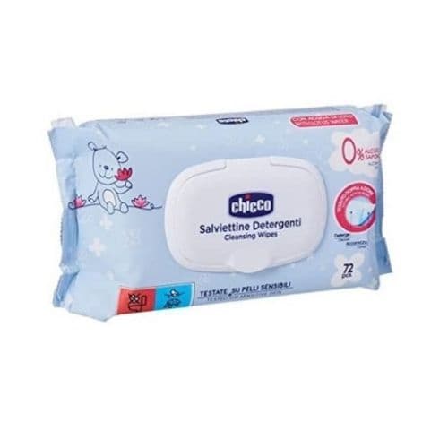 Lingettes nettoyantes pour peaux sensibles, CHICCO, 72Pcs