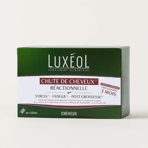 Complément alimentaire pour lutter contre la chute de cheveux réactionnelle LUXEOL 90 gélules