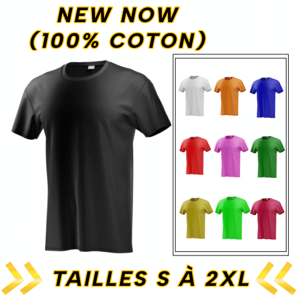 T-shirts Noname 100% Coton Col Rond, Homme et Femmes, 200g/m2, Marque NEW NOW