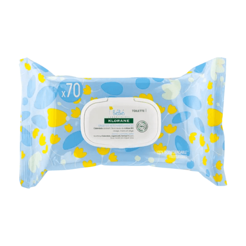 Lingettes Nettoyantes KLORANE Douces au Calendula Bio, 70pcs